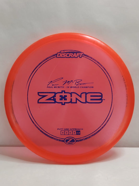 Discraft Z Line Zone Paul McBeth – Punainen, noin 177 g, Kunto: B