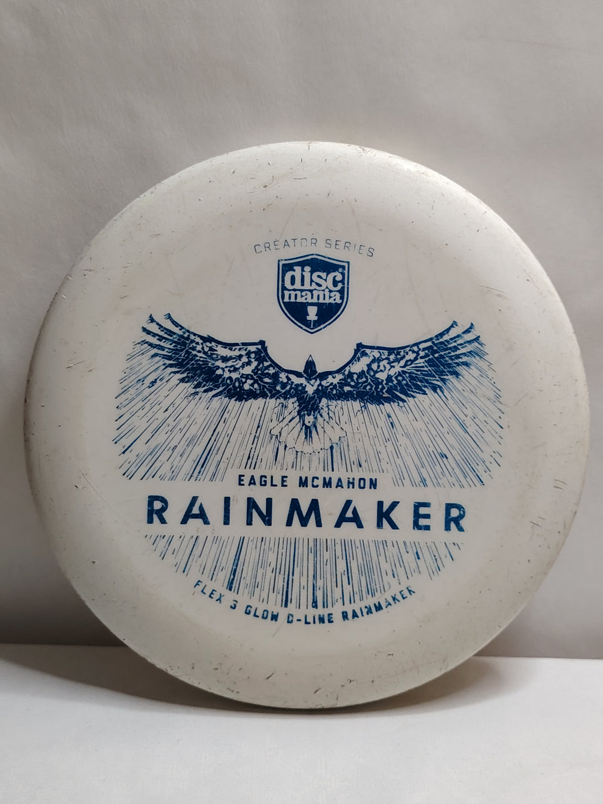 Discmania Flex 3 Glow D-Line Rainmaker – Eagle McMahon Creator Series – Valkoinen, 174 g, Kunto: B