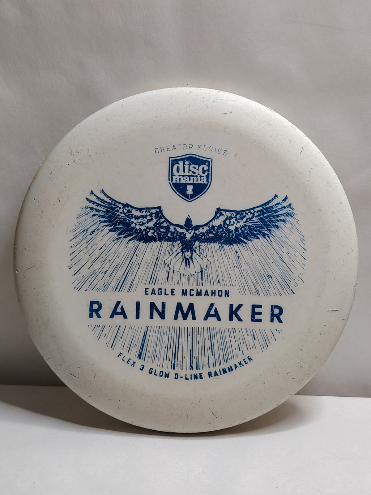 Discmania Flex 3 Glow D-Line Rainmaker – Eagle McMahon Creator Series – Valkoinen, 174 g, Kunto: B